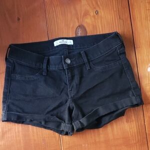 Hollister Women's Black Cuffed Denim Shorts